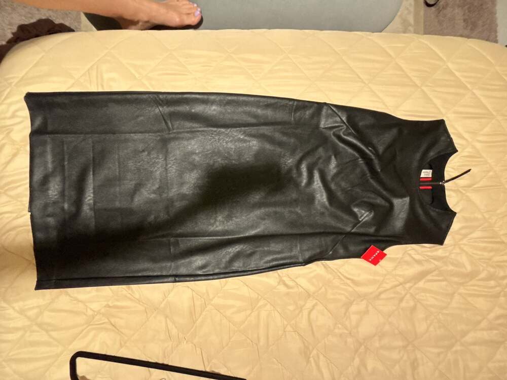 Spanx Faux Leather Fitted Dress Size M